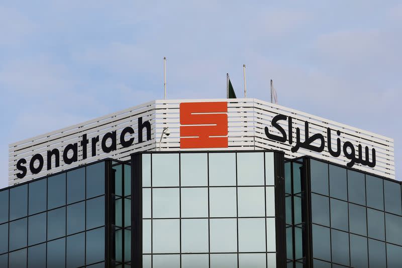 FILE PHOTO: The logo of state energy company Sonatrach is pictured at the headquarters in Algiers