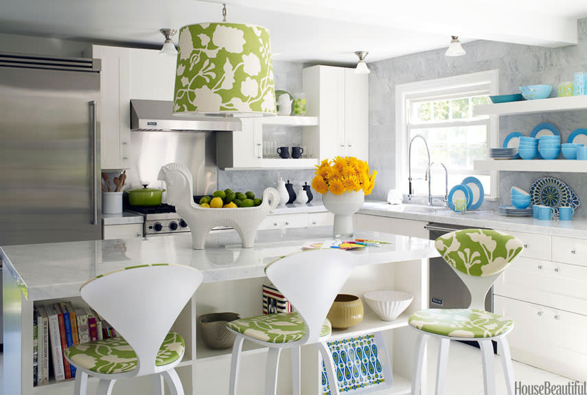 Green and White Kitchen