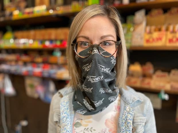 'I am turning people away that have just left the cannabis store and bought cannabis. It's frustrating,' says Megan Patey, co-owner of Island Releaf Glass smoke shop in Summerside. (Tony Davis/CBC - image credit)