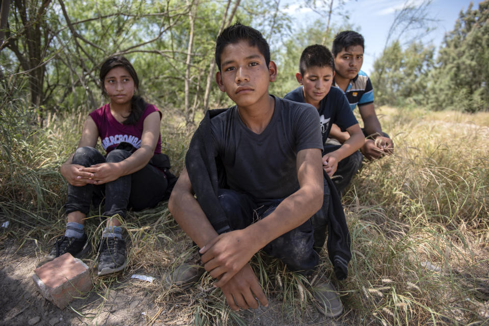 A group of unaccompanied minors after being detained by Border Patrol