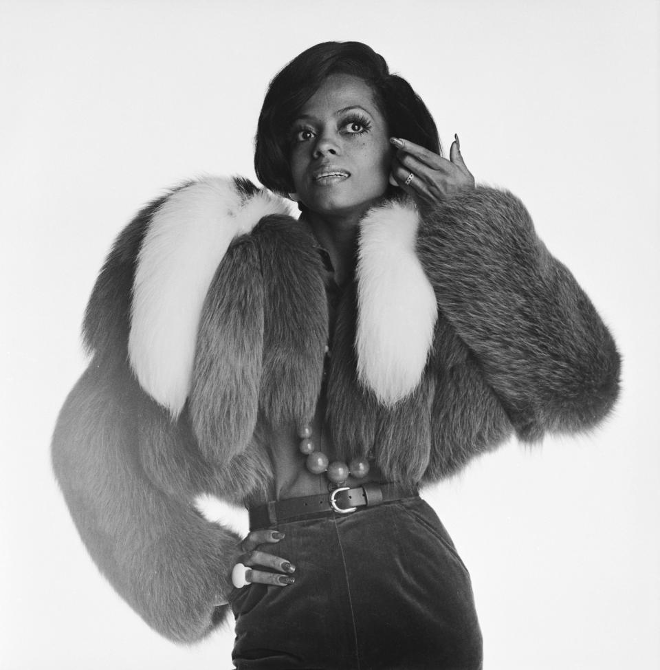 The American soul singer poses in a furry jacket in London, 1972.&nbsp;