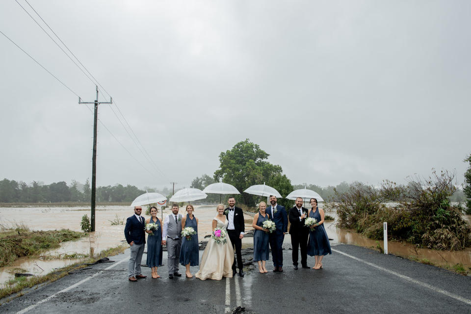 Kate Fotheringham and Wayne Bell with their bridal party