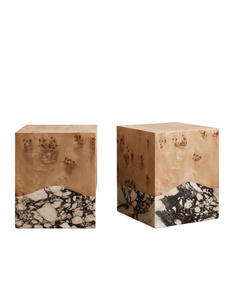 two cubed burr sidetables