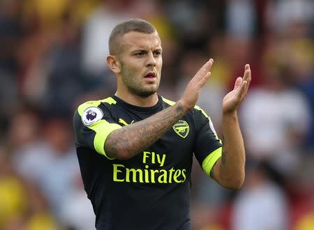 Football Soccer Britain - Watford v Arsenal - Premier League - Vicarage Road - 27/8/16 Arsenal's Jack Wilshere applauds fans after the game Action Images via Reuters / Andrew Boyers Livepic