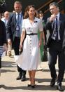 <p>The Duchess of Cambridge arrived at Wimbledon wearing a graphic black and white look.</p>