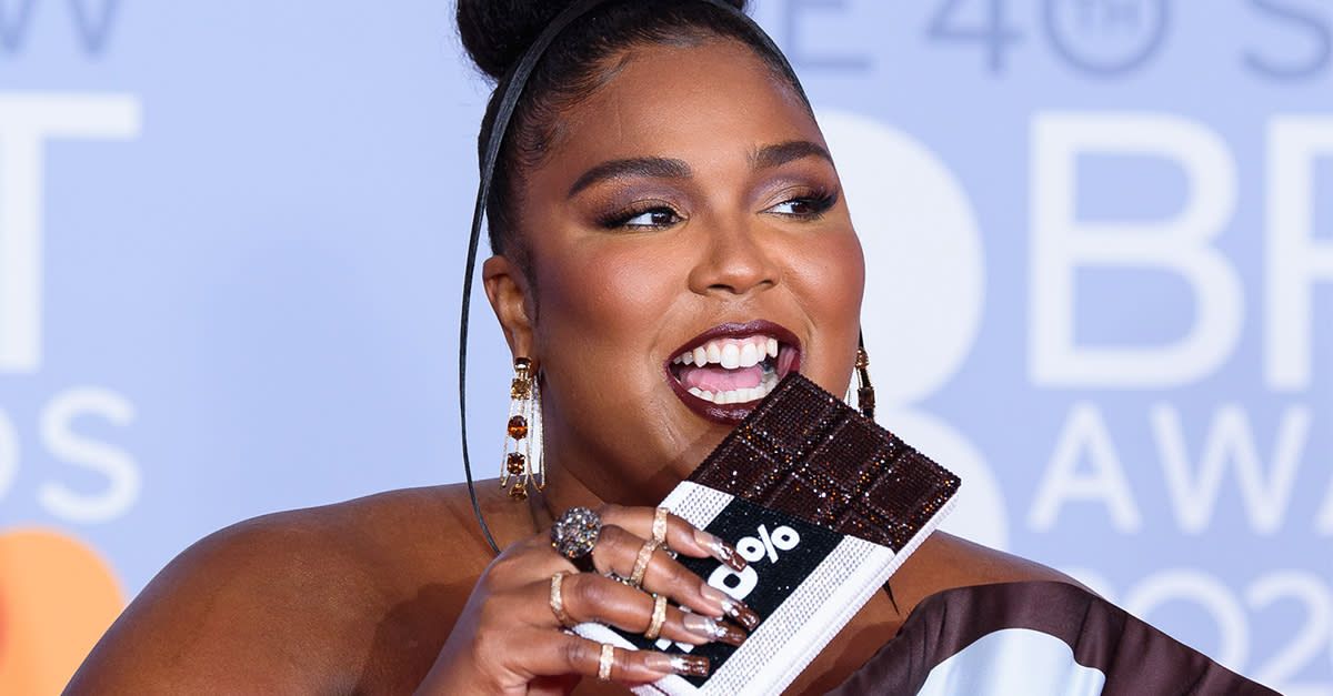 Lizzo wore chocolate scented nail polish at the Brit Awards 2020. (Getty Images)