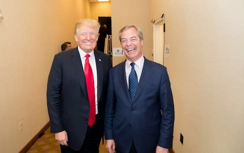 Donald Trump and Nigel Farage pictured in February - Credit: Shealah Craighead/White House