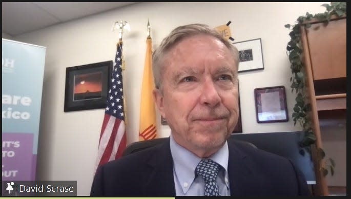 New Mexico acting Health Secretary Dr. David Scrase is seen during a video news conference on COVID-19 on Wednesday, June 8, 2022.