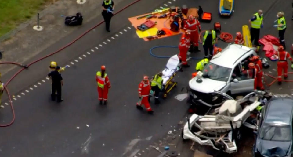 A child has died in a car crash in Melbourne's northwest. Source: Nine News