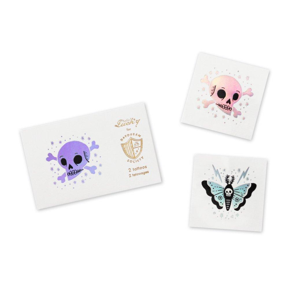 <p><a href="https://www.braveandkindbooks.com/products/doomsday-temporary-tattoos-daydream-society" rel="nofollow noopener" target="_blank" data-ylk="slk:Shop Now;elm:context_link;itc:0;sec:content-canvas" class="link ">Shop Now</a></p><p>Doomsday Temporary Tattoos</p><p>braveandkindbooks.com</p><p>$3.00</p><span class="copyright">Daydream Society</span>