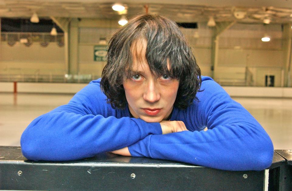 Figure skater Johnny Weir rests after a workout at The Pond in Newark on Jan. 11, 2007.