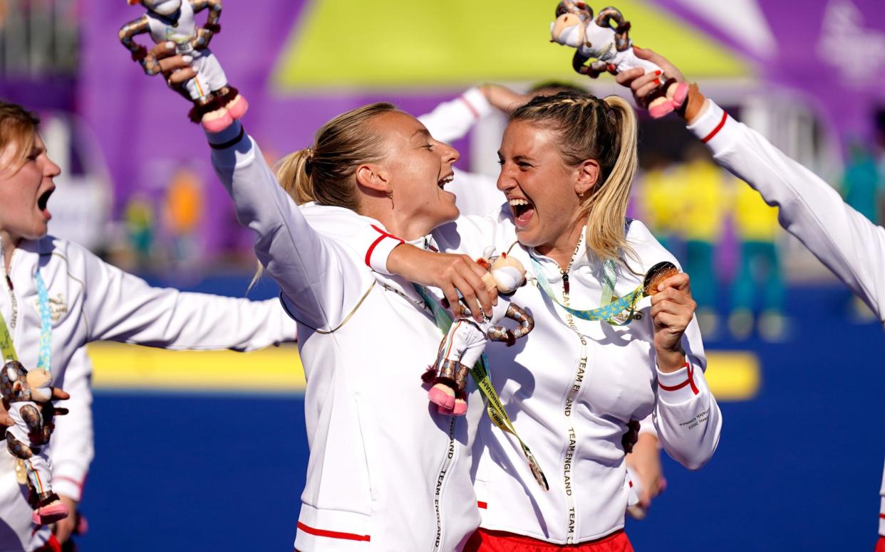 England women celebrate hockey gold - PA