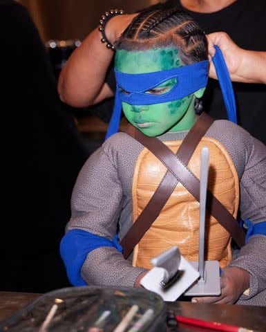 <p>Kim Kardashian/Instagram</p> Kim Kardashian's son Psalm, 4, dressed up as a ninja turtle for Halloween