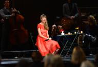 NASHVILLE, TN - NOVEMBER 01: Taylor Swift performs during the 46th annual CMA Awards at the Bridgestone Arena on November 1, 2012 in Nashville, Tennessee. (Photo by Jason Kempin/Getty Images)