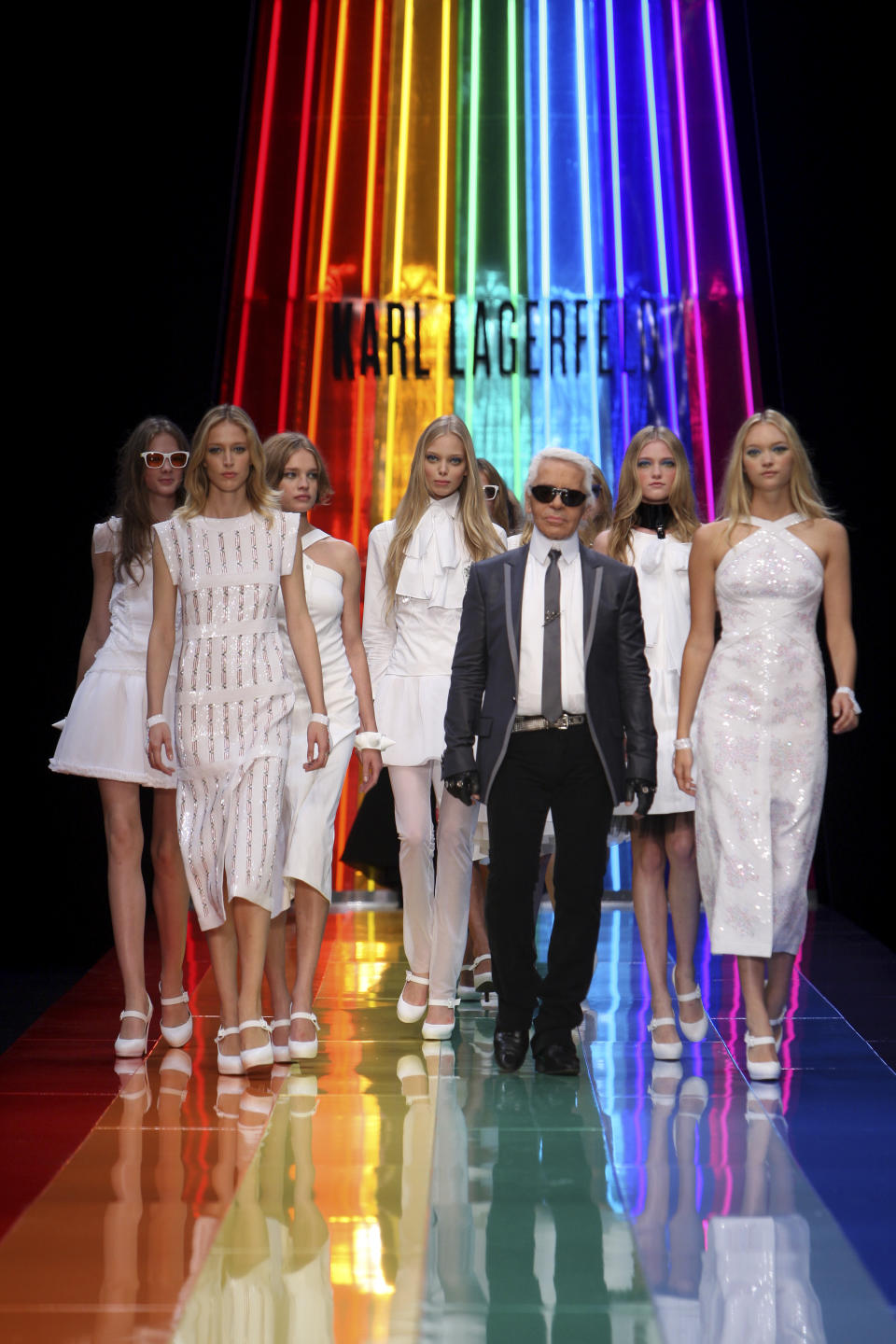Karl Lagerfeld on the runway.