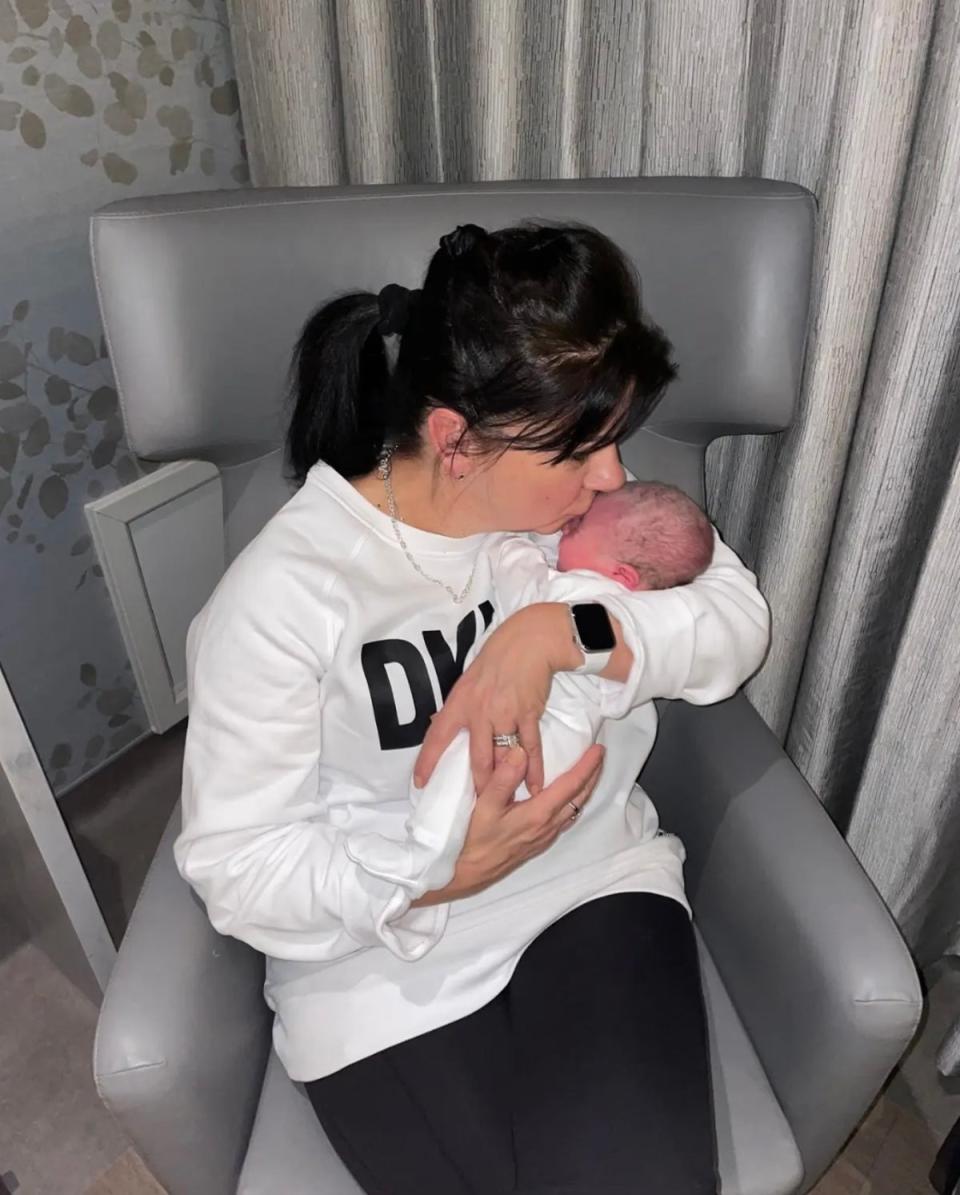 Molly-Mae Hague’s mum Debbie Gordon pictured with first grandchild Bambi (Debbie Gordon/Instagram)