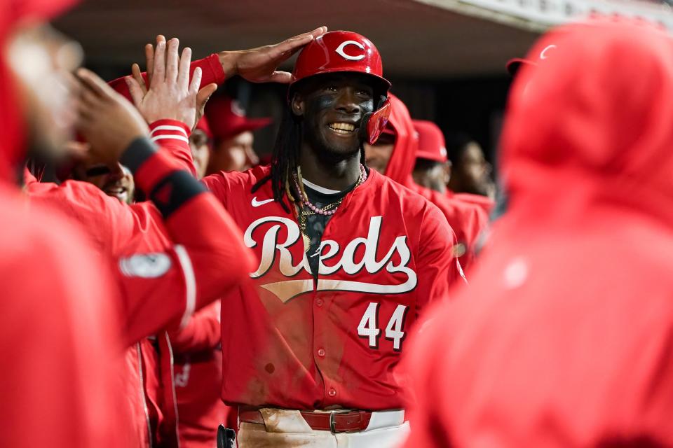 Fantasy baseball managers who drafted Elly De La Cruz are thrilled with the results a month into the season. (Photo by Dylan Buell/Getty Images)