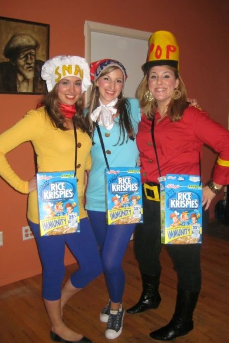 <p>The Rice Krispies elves is the kind of group costume that everyone will love. Toss in someone wearing a Michael Myers costume and then you have a <em>cereal</em> killer.</p><p><strong>RELATED: </strong><a href="https://www.goodhousekeeping.com/holidays/halloween-ideas/g1422/group-halloween-costumes/" rel="nofollow noopener" target="_blank" data-ylk="slk:45 Group Halloween Costumes That Prove You’re Squad Goals;elm:context_link;itc:0;sec:content-canvas" class="link ">45 Group Halloween Costumes That Prove You’re Squad Goals</a></p>