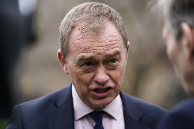 Liberal Democrat MP Tim Farron speaking outside Parliament 