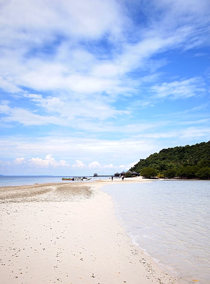 Clean and clear: The breathtaking view at Puhawang Kecil Island with its white extending sandy beach. (