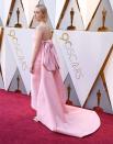 <p>The Best Actress nominee Saoirse Ronan threw a nod to Old Hollywood in this baby pink strapless gown, with an oversized bow in the back. </p>