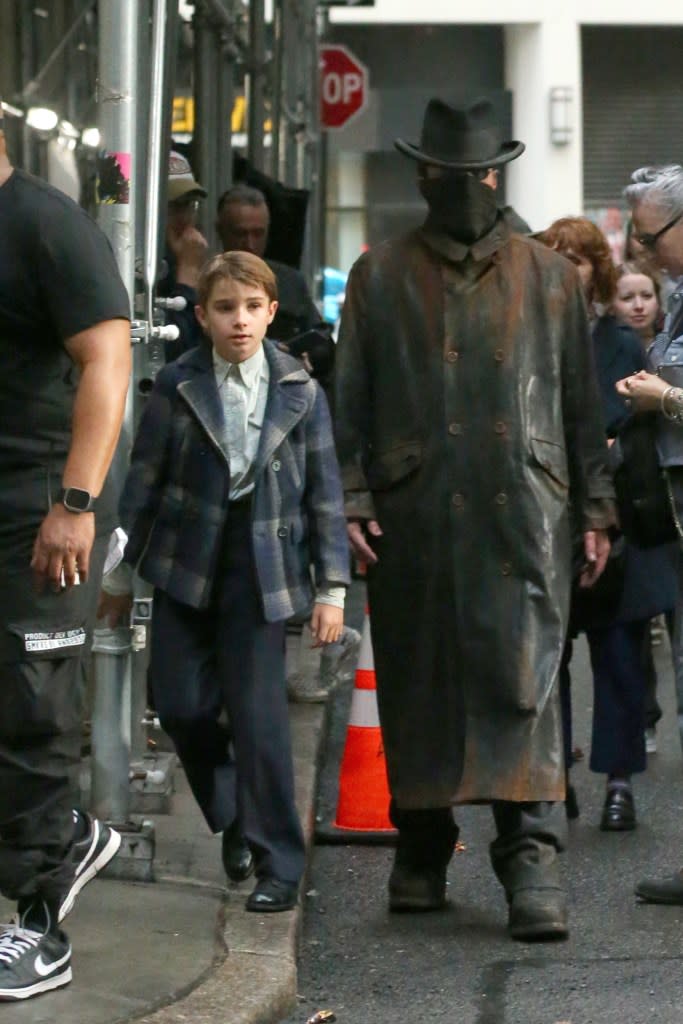 Like father, like son: Christian Bale and his son filming. Christopher Peterson / SplashNews.com