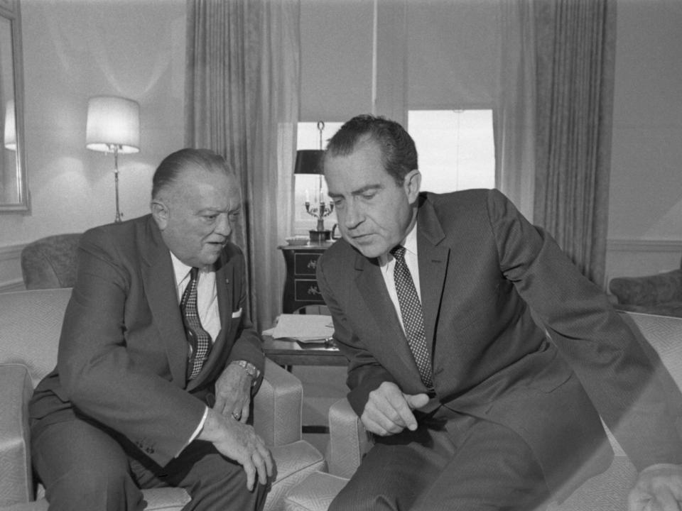 J. Edgar Hoover and President Richard Nixon at the Hotel Pierre.