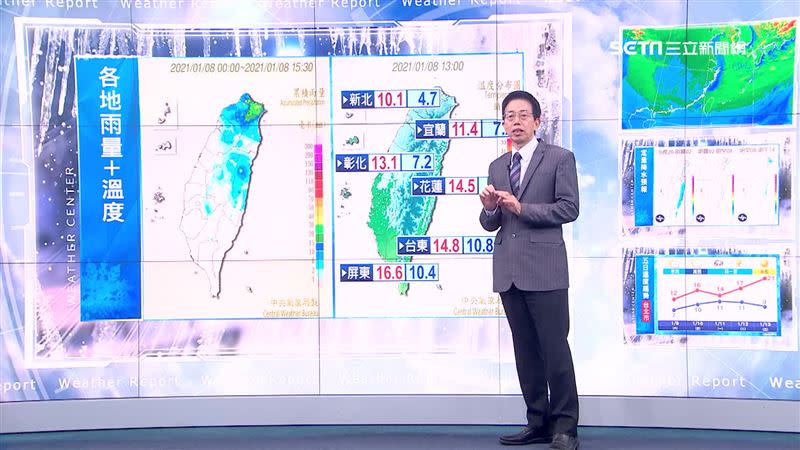 吳德榮分析今日各地氣溫，都是相當寒冷。