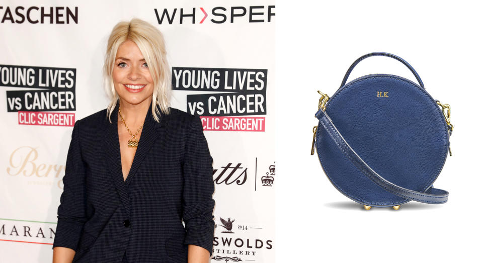 Holly Willoughby attended the A Very British Affair charity event on Friday wearing a personalised circle bag [Photo: Getty Images]