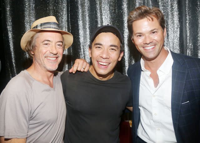 <p>Bruce Glikas/WireImage</p> Robert Downey Jr, Conrad Ricamora and Andrew Rannells