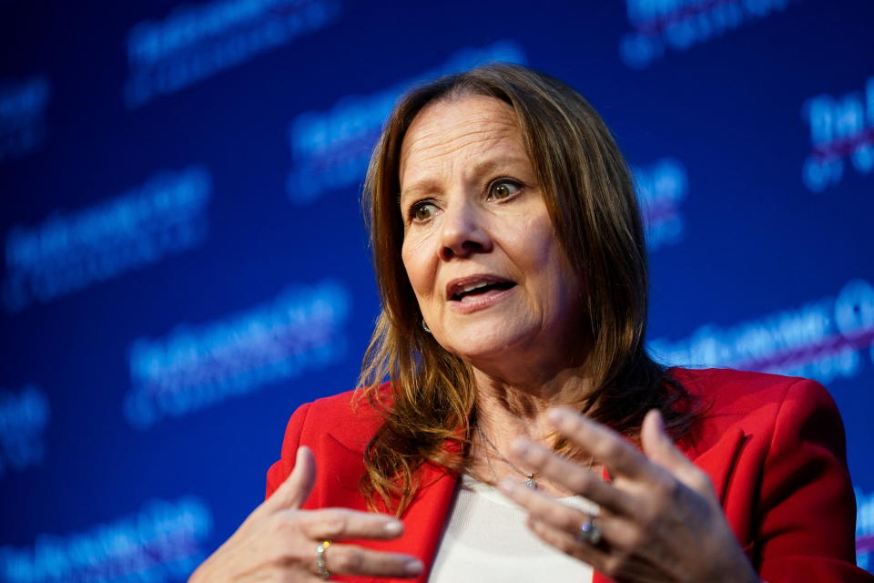 General Motors chair and chief executive officer Mary Barra participates in an Economic Club of Washington discussion on 