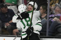 during the third period of Game 5 of the NHL hockey Stanley Cup Western Conference finals Saturday, May 27, 2023, in Las Vegas. (AP Photo/John Locher)