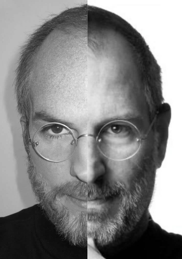 Half Ashton Kutcher, left, and half Steve Jobs (Photo: @aplusk/twitter)