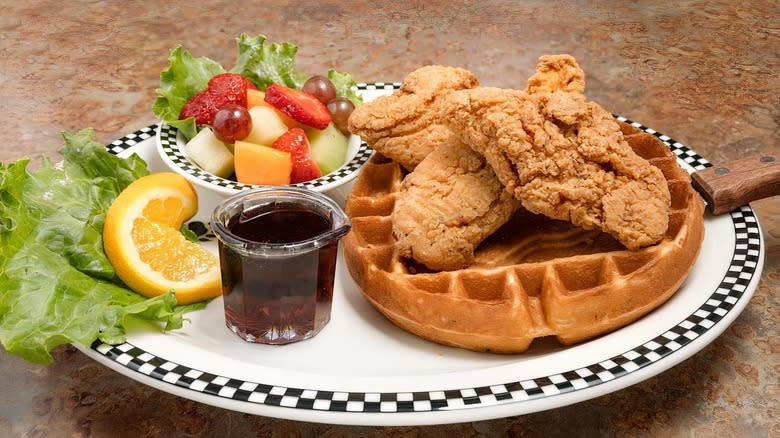 Fried chicken on waffle