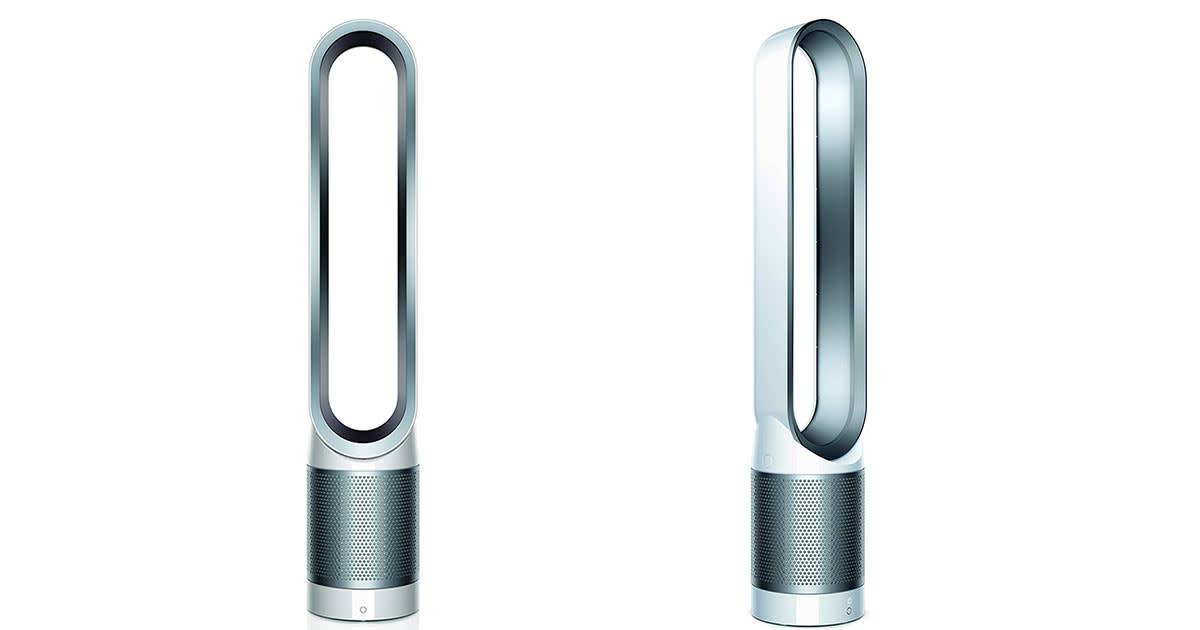 Dyson Pure Cool TP01 shown from the front and at a side angle
