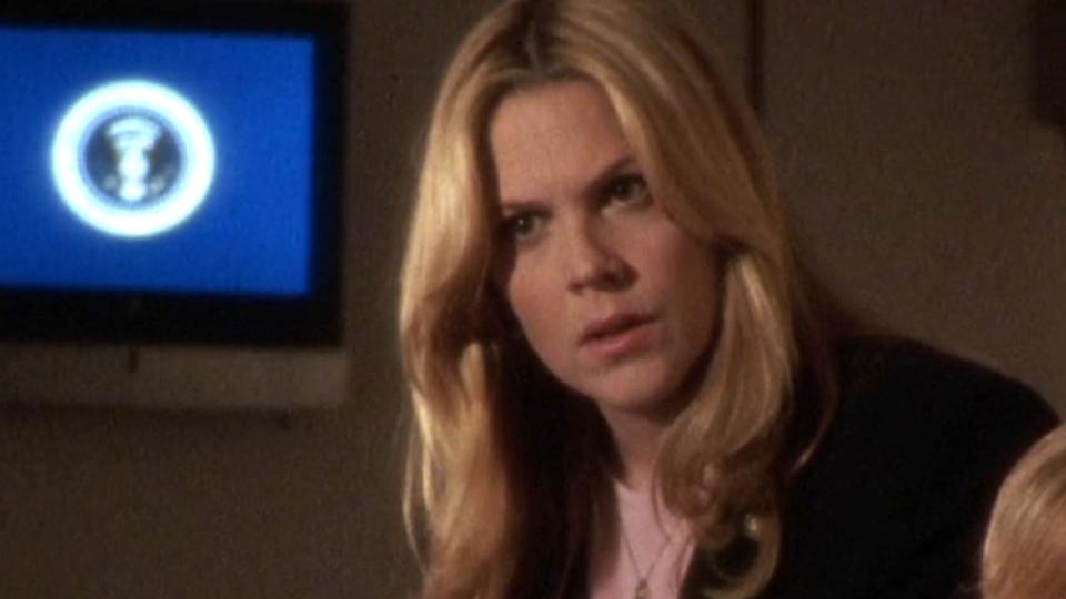 Mary McCormack as Kate Harper on The West Wing.