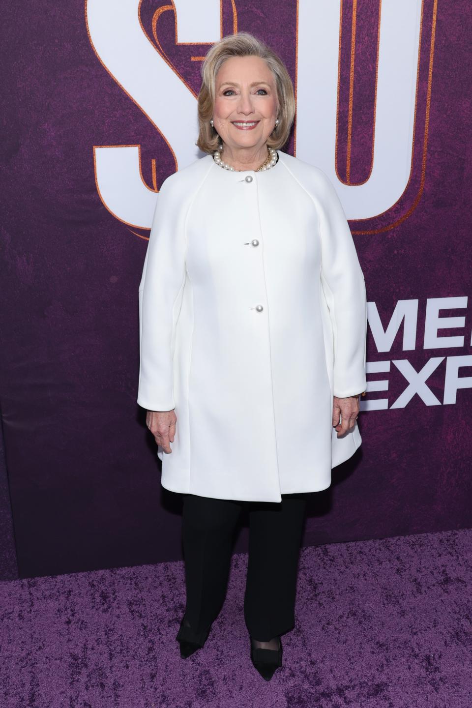 Hillary Clinton at the opening night of "Suffs" on Broadway on April 18.