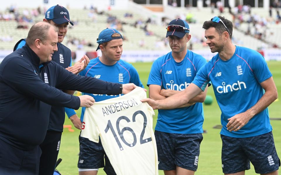 James Anderson received a shirt to mark his record-breaking 162nd cap before day one - GETTY IMAGES