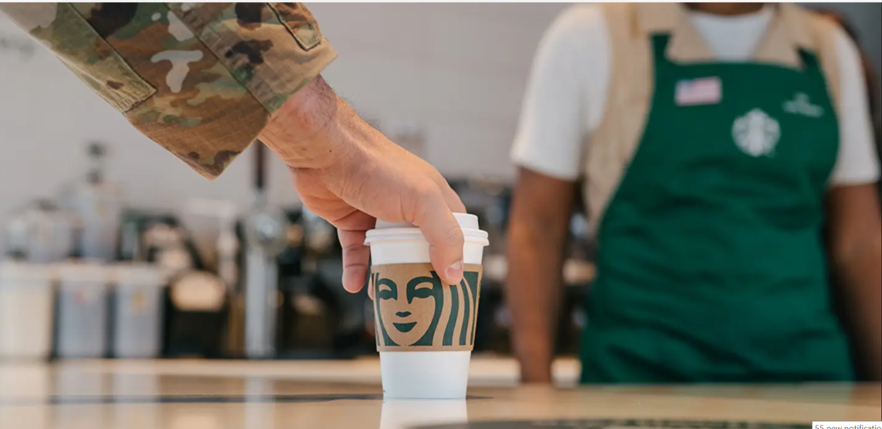 Veterans, active-duty personnel and military spouses can get a free large coffee at Starbucks on Saturday in honor of Veterans Day.