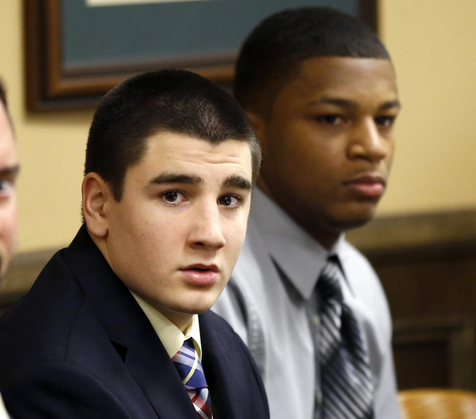 It was a case that shocked a nation ― two 16-year-old high school football players in Ohio were <a href="http://www.huffingtonpost.com/news/steubenville-rape" target="_blank">accused in the sexual assault of a 16-year-old girl</a> who was incapacitated by alcohol. The assault, however, was not the only debasing act, according to prosecutors. The girl, they said, was photographed and the horrific crimes were documented and shared on social media websites.   The crimes were detailed in court proceedings that took place in March of 2013.  According to trial transcripts, the victim, a 16-year-old girl from West Virginia, went to a party with friends in Steubenville, Ohio, on the night of Aug. 11, 2012. During the party, the girl became intoxicated and left with a group of high school football players. While riding in the backseat of a car, the girl's shirt was removed and she was digitally penetrated while she was filmed and photographed. When the group of teens reached their destination, they stripped the unconscious girl naked and continued to molest her and photograph her. The victim later testified she has no memory of the events and woke up the next morning naked in a basement.   In the days that followed, photos that were taken of the girl were posted to several social media websites. A video posted on YouTube showed a group of teens discussing the rape. One of them joked that the girl was raped "quicker than Mike Tyson raped that one girl," according to court documents.  On March 17, two teens, Trent Mays and Ma'lik Richmond, were convicted of the teen's rape. The judge sentenced Richmond to one year in juvenile detention for penetrating the girl while she was unconscious. Mays received a two-year sentence in juvenile detention.