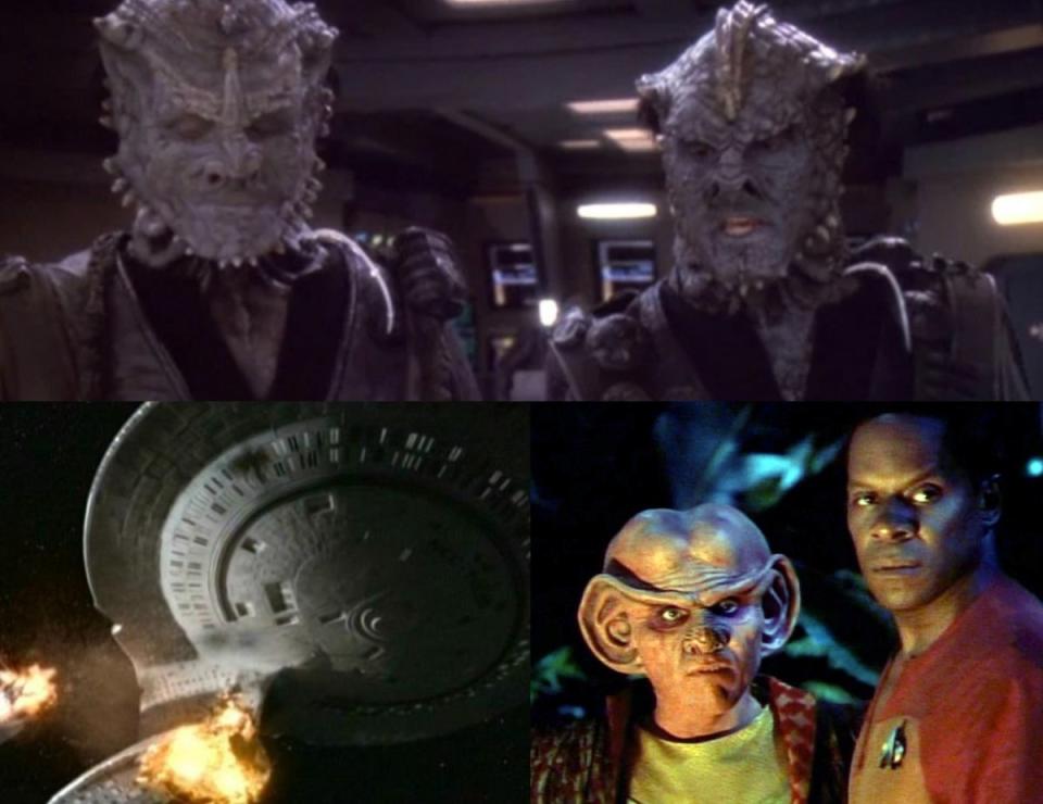 The Dominion's foot soldiers make their presence known to Captain Sisko (Avery Brooks) and Starfleet in Star Trek: Deep Space Nine's season 2 finale "The Jem'Hadar." 