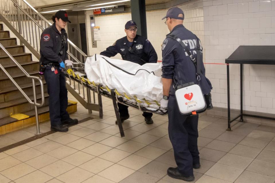 The victim was struck and killed by a Manhattan subway train Monday after being shoved onto the tracks in an unprovoked attack. William Miller