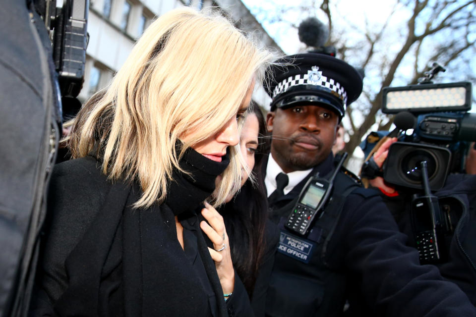 LONDON, ENGLAND - DECEMBER 23: Love Island presenter Caroline Flack leaves Highbury Corner Magistrates Court on December 23, 2019 in London, England. The Love Island host attended court after being charged with assault by beating following an argument with boyfriend Lewis Burton. (Photo by Hollie Adams/Getty Images)