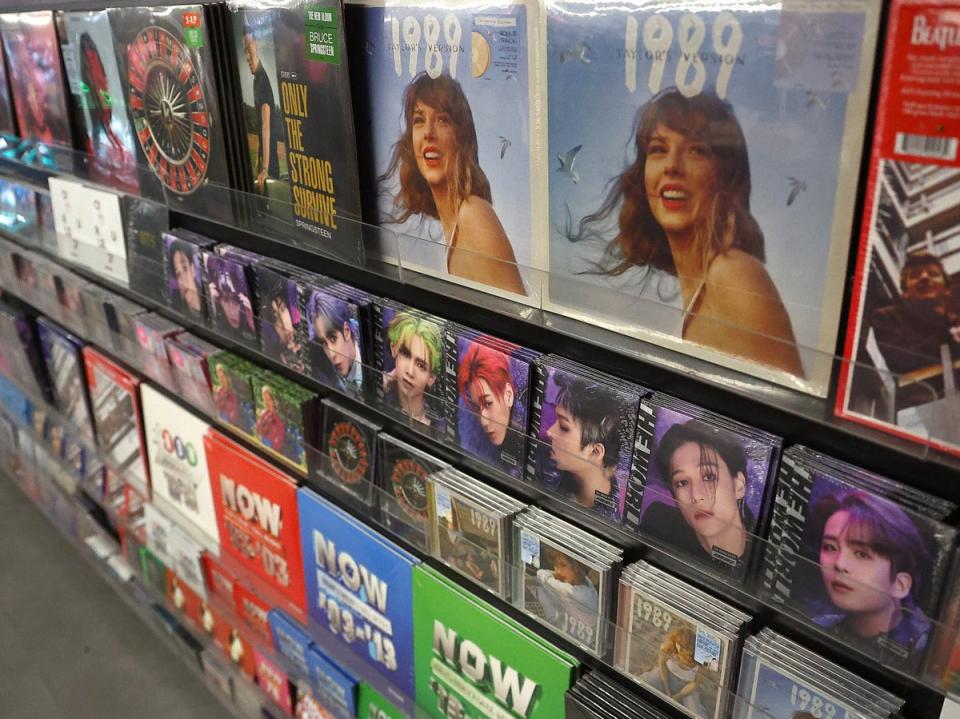 Vinyl records and CDs on sale at HMV’s flagship store on Oxford Street, London (Getty Images)