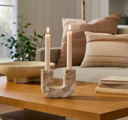 A marble candlestick holder