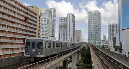 Miami's Metrorail train is shown in downtown Miami, Florida November 5, 2015. REUTERS/Joe Skipper