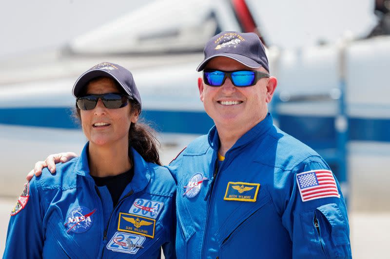 FILE PHOTO: NASA astronauts arrive ahead of the launch of Boeing's Starliner-1 Crew Flight Test (CFT) in Cape Canaveral