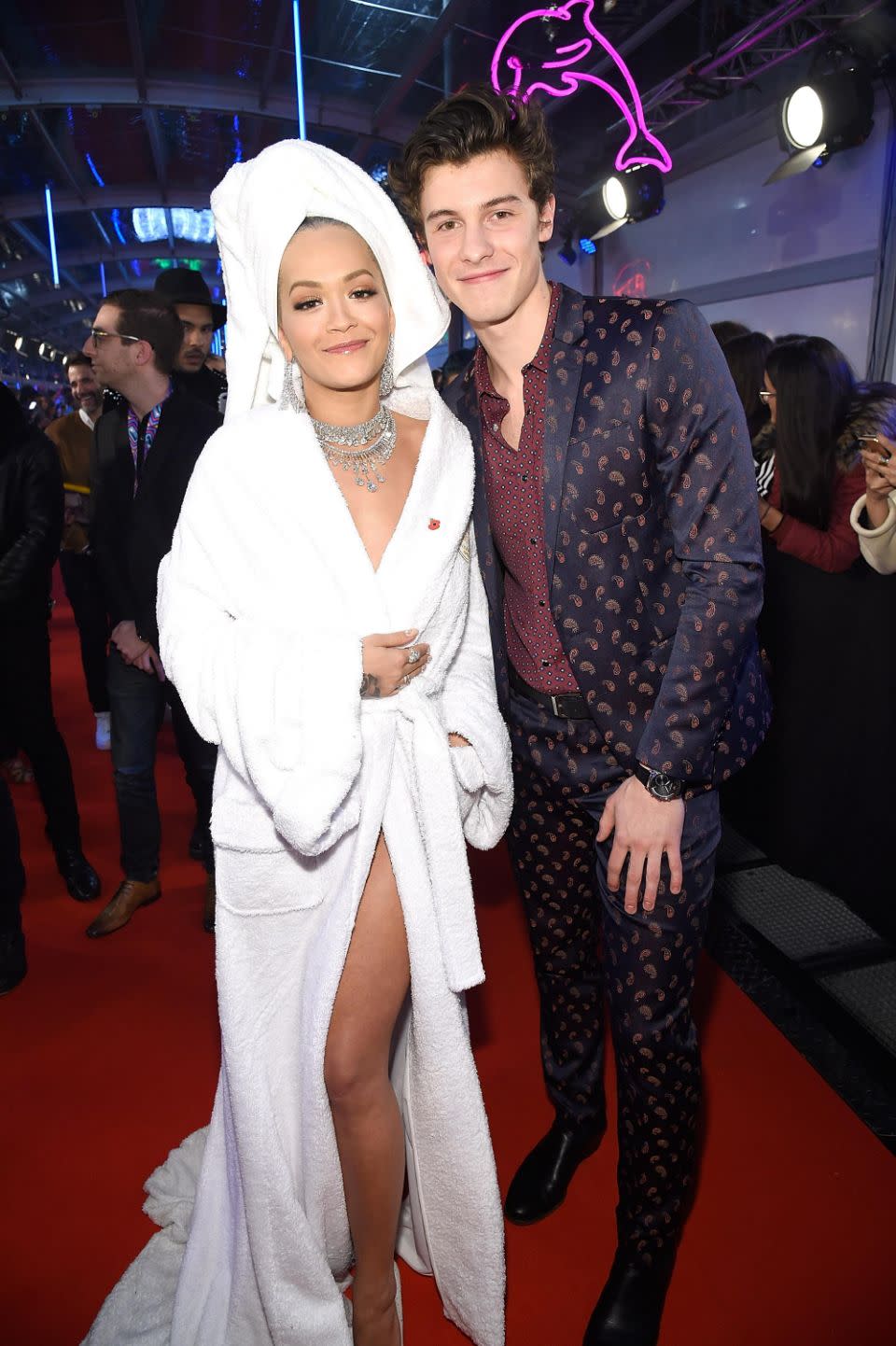 The singer posed with Shaun Mendes ahead of his performance tonight. Source: Getty