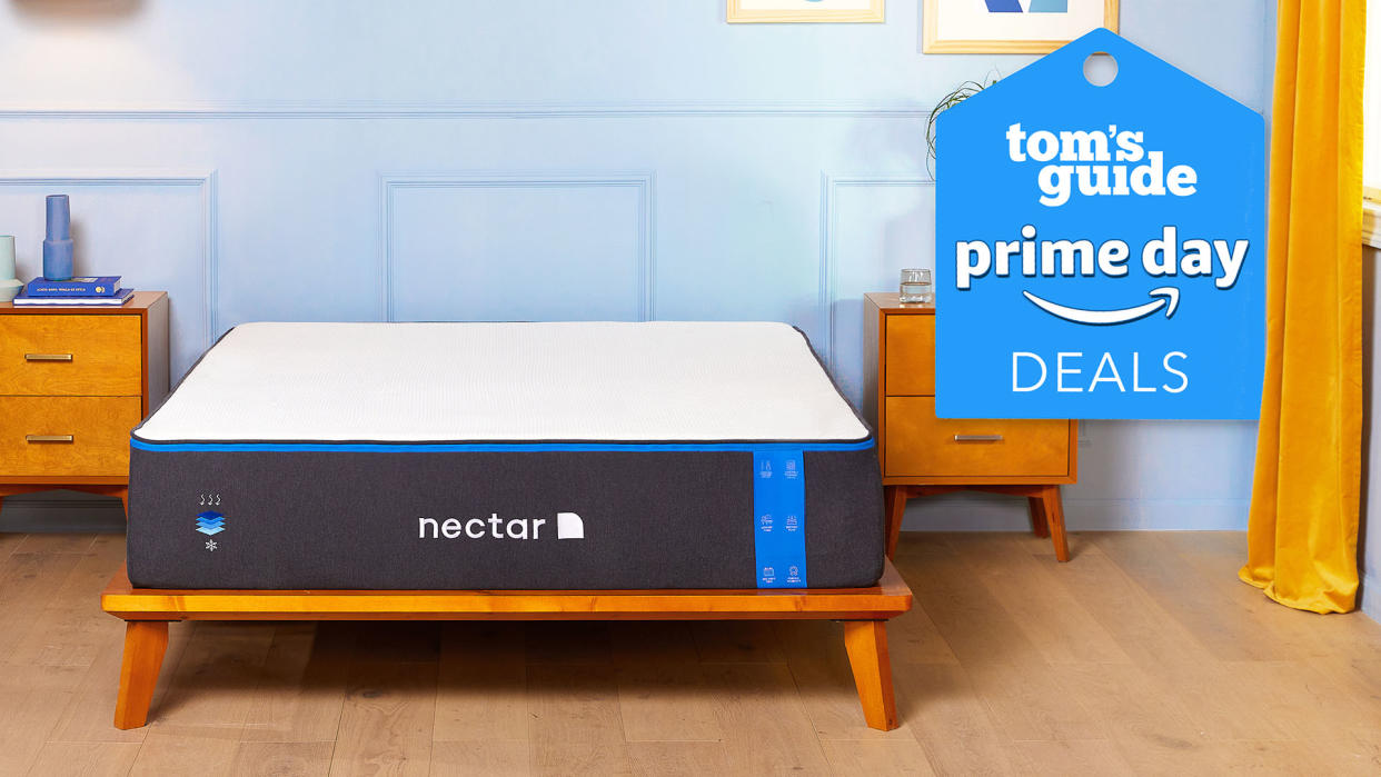  Nectar mattress with Prime Day deals graphic overlaid 