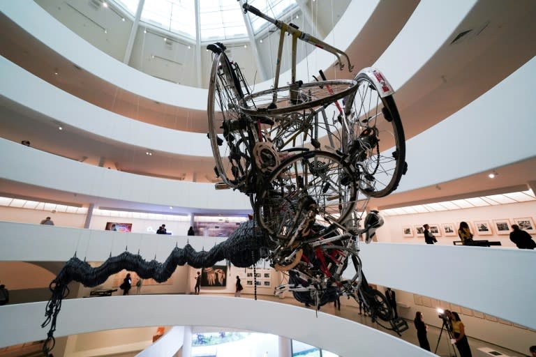 Chen Zhen's "Precipitous Parturition" (1999) reflects China's transformation from a nation of bicycles to a nation of cars